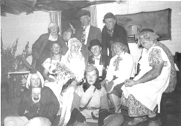 Sadie and Joe Schulte with others at a Halloween party around 1950