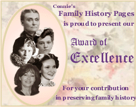 Connie's Family History Pages Award