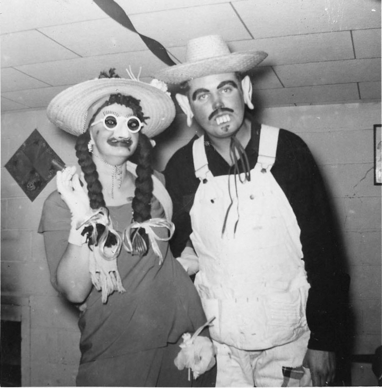Rosie (Schulte) and Wally Jeske in their wacky costumes
          border=
