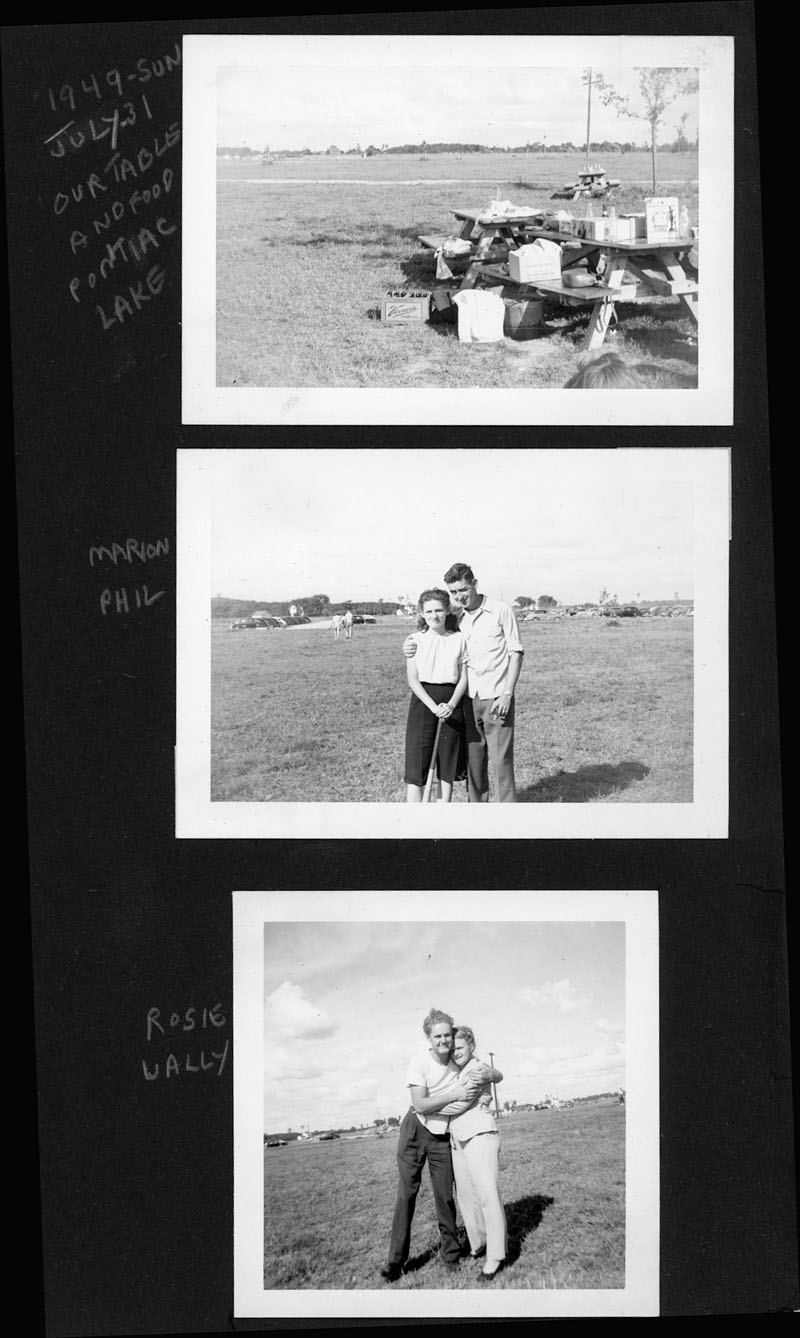 wedding party picnic in July 1949 to Pontiac Lake area